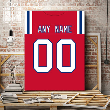 New England Jersey Custom Canvas Print Wall Art for Boy Girl Men Women Football Personalized Canvas Art